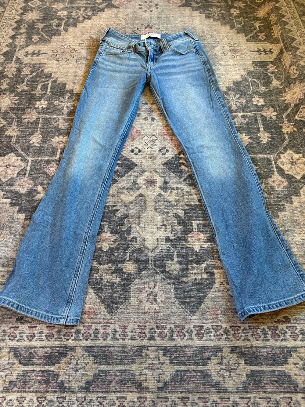 Hollister Light Blue Flared Wide-Leg Jeans